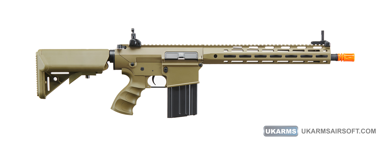 Golden Eagle Airsoft SR-25K w/ URX4 M-LOK Handguard & Crane Stock - Tan - Click Image to Close