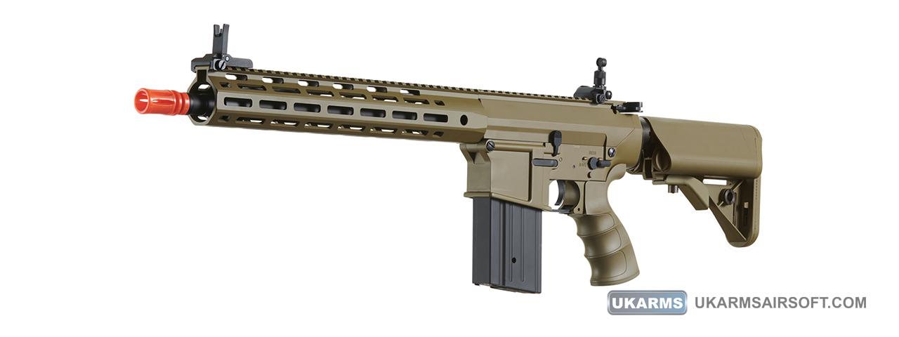 Golden Eagle Airsoft SR-25K w/ URX4 M-LOK Handguard & Crane Stock - Tan