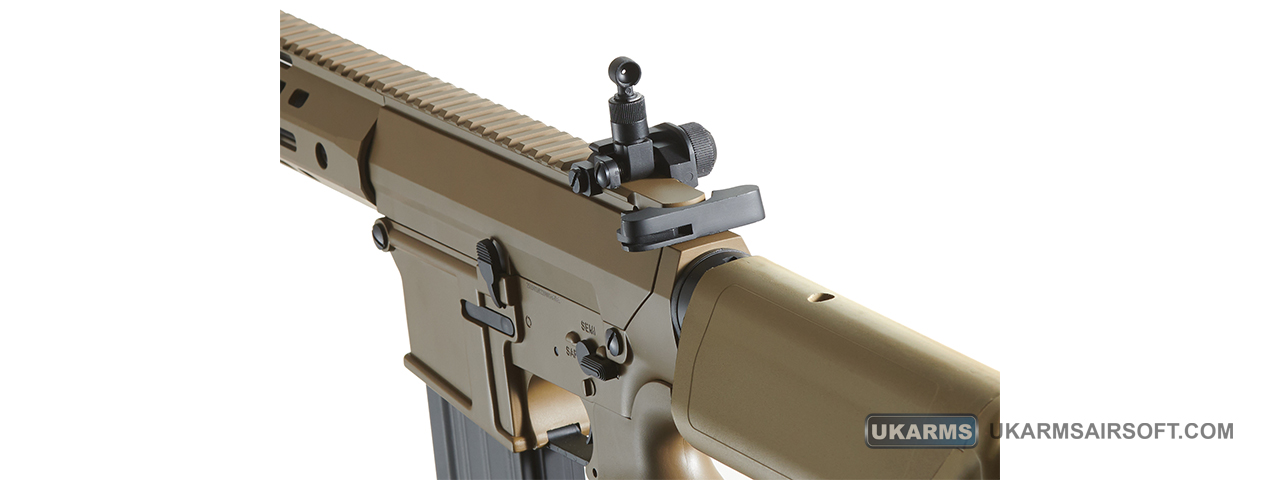 Golden Eagle Airsoft SR-25K w/ URX4 M-LOK Handguard & Crane Stock - Tan - Click Image to Close