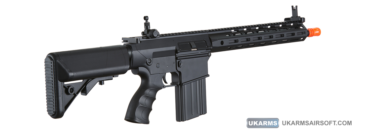 Golden Eagle Airsoft SR-25K w/ URX4 M-LOK Handguard & Crane Stock - Black - Click Image to Close