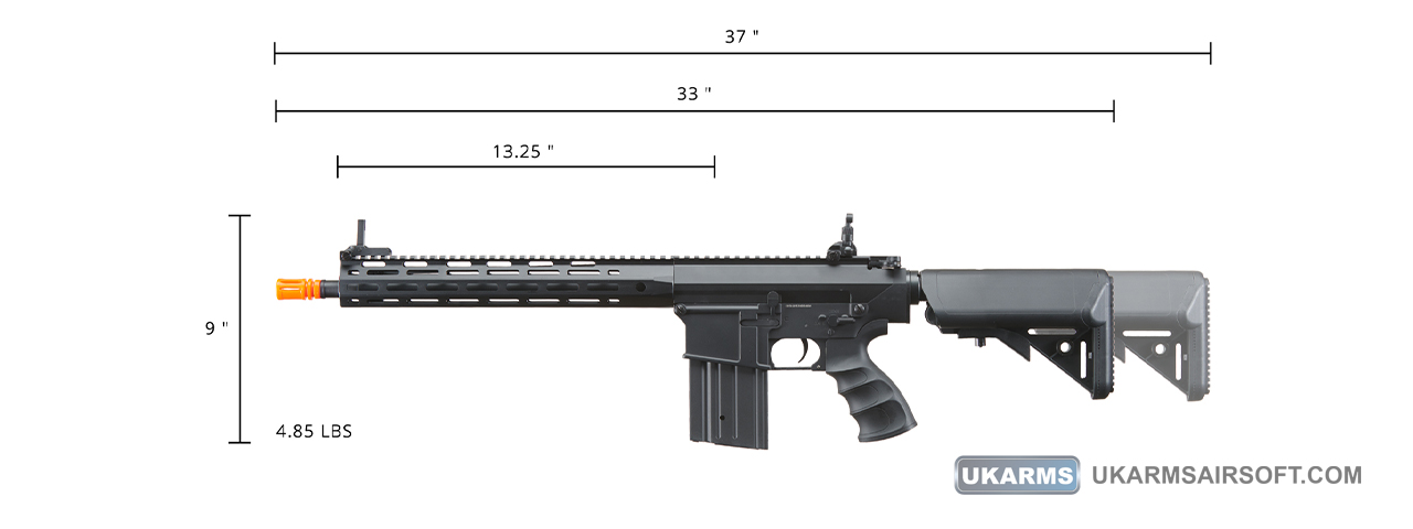 Golden Eagle Airsoft SR-25K w/ URX4 M-LOK Handguard & Crane Stock - Black