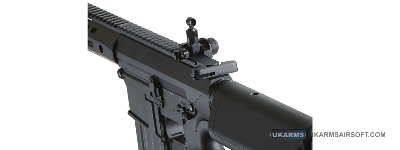 Golden Eagle Airsoft SR-25K w/ URX4 M-LOK Handguard & Crane Stock - Black - Click Image to Close