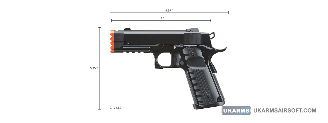 Golden Eagle 3316 1911 Gas Blowback Airsoft Pistol w/ Muzzle Brake