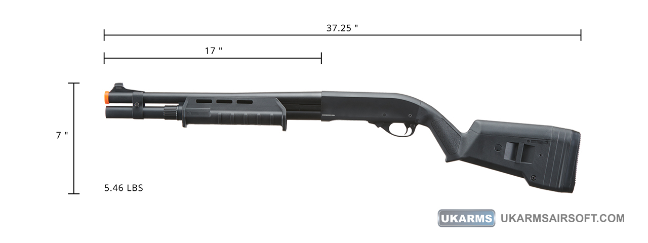 Golden Eagle Airsoft M870 MP M-LOK Style 3/6-Shot Pump Action Gas Shotgun - Black