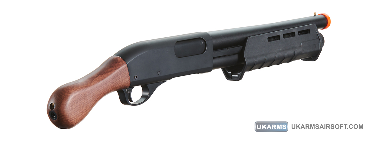 Golden Eagle Tactical M870 3/6-Shot Pump Action Gas Airsoft Shotgun [Sawed-Off] - WOOD