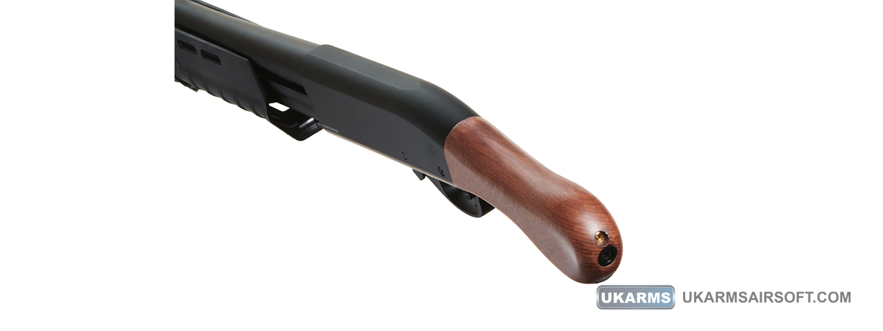 Golden Eagle Tactical M870 3/6-Shot Pump Action Gas Airsoft Shotgun [Sawed-Off] - WOOD - Click Image to Close