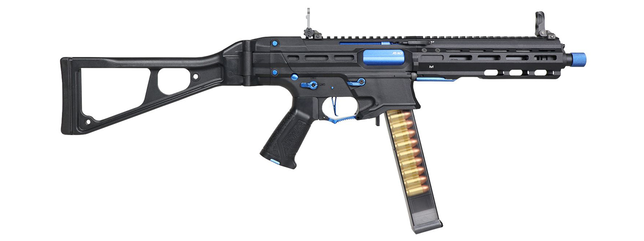 G&G Striker PCC45 SMG AEG Airsoft Rifle (Color: Black & Blue) - Click Image to Close