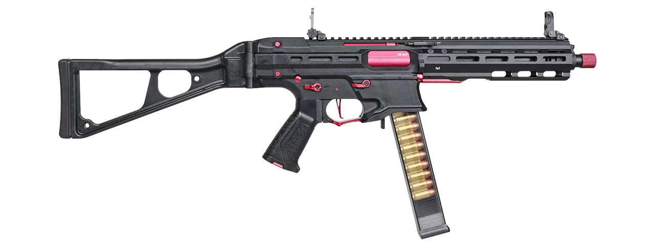 G&G Striker PCC45 SMG AEG Airsoft Rifle (Color: Black & Red)