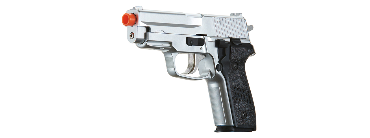 HFC AIRSOFT PREMIUM SPRING SIDE ARM PISTOL - SILVER - Click Image to Close