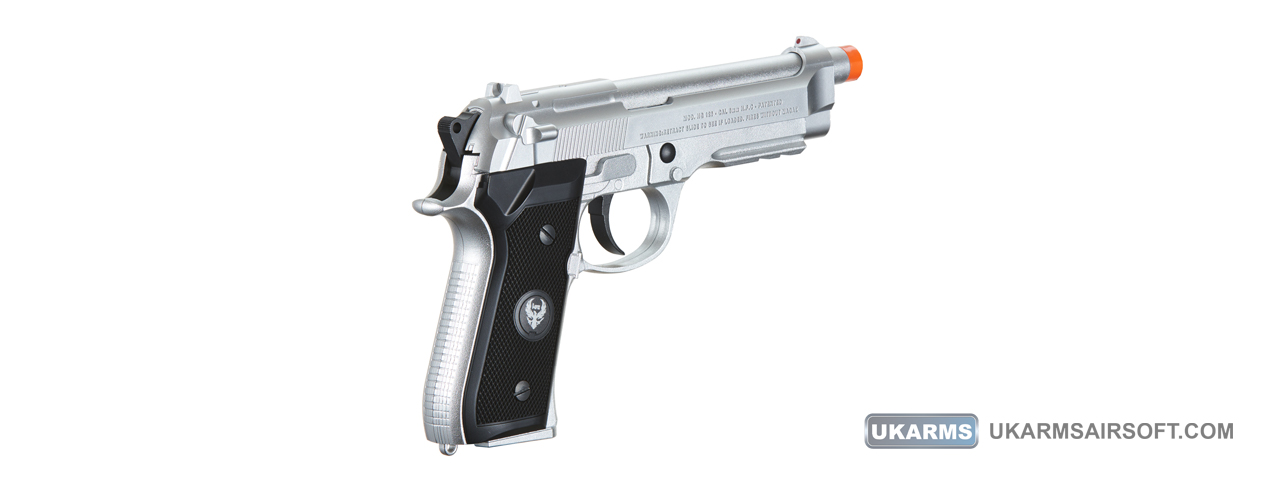 HFC Metal M9 Green Gas Powered Airsoft Pistol (Color: Silver) - Click Image to Close