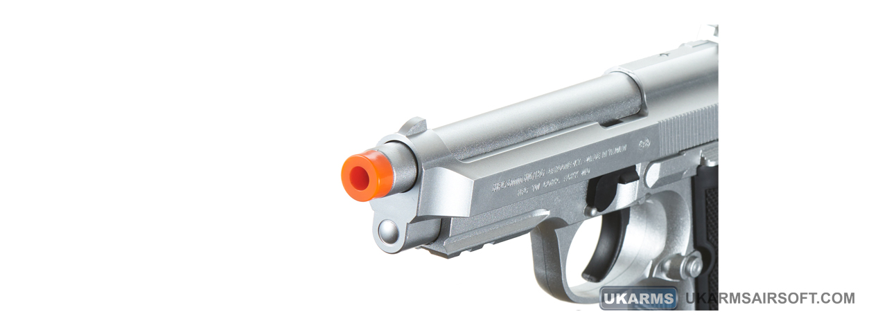 HFC Metal M9 Green Gas Powered Airsoft Pistol (Color: Silver) - Click Image to Close