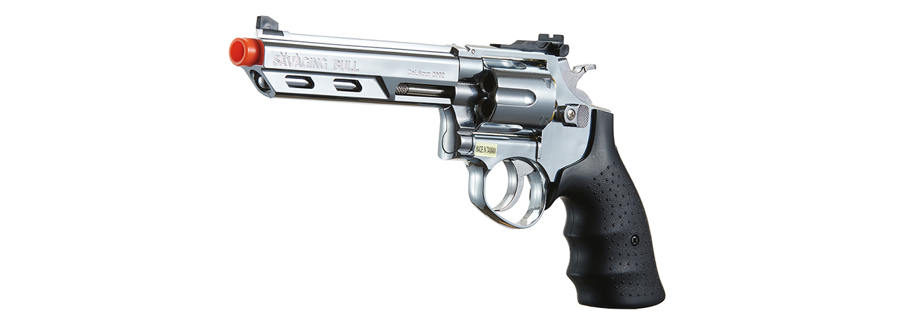 HFC SAVAGE BULL 6" GAS AIRSOFT REVOLVER PISTOL - FULL SIZE - SILVER