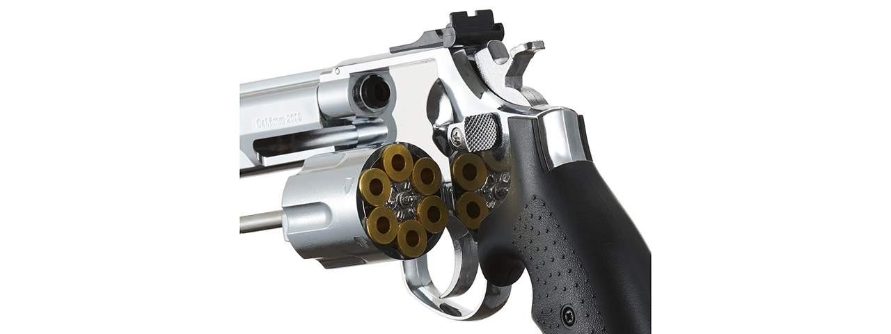 HFC SAVAGE BULL 6" GAS AIRSOFT REVOLVER PISTOL - FULL SIZE - SILVER - Click Image to Close