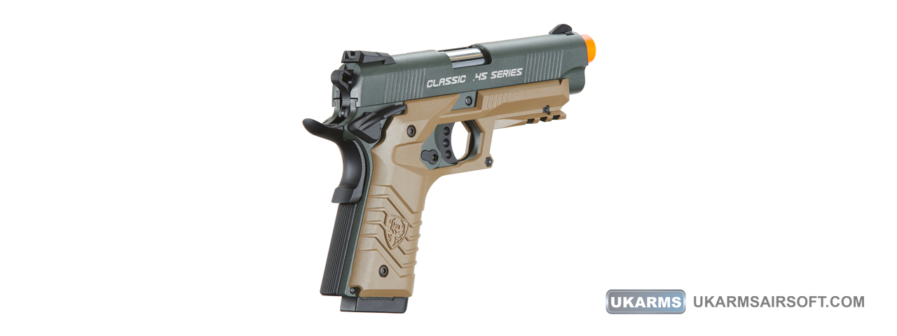 HFC Classic .45 Series Metal Green Gas Blowback Airsoft Pistol (Color: Black & Dark Earth)