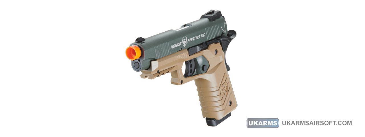 HFC Classic .45 Series Metal Green Gas Blowback Airsoft Pistol (Color: Black & Dark Earth)