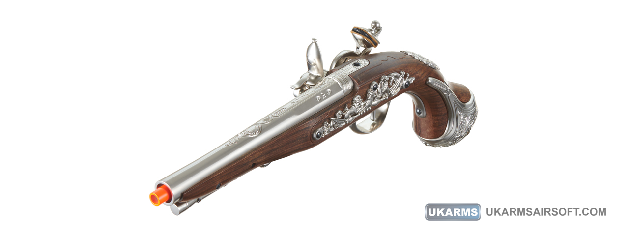 HFC George Washington Flintlock Airsoft Green Gas Powered Pistol (Color: Silver)
