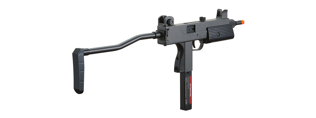 HFC AIRSOFT GAS POWERED PISTOL W/ FOLDING STOCK - BLACK - Click Image to Close