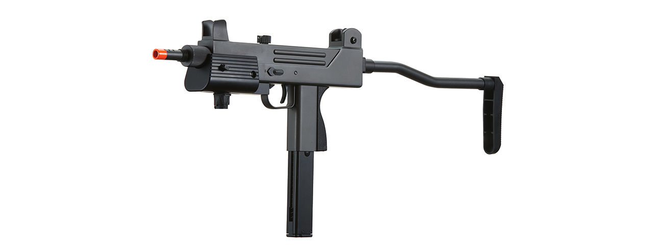 HFC AIRSOFT GAS POWERED PISTOL W/ FOLDING STOCK - BLACK - Click Image to Close