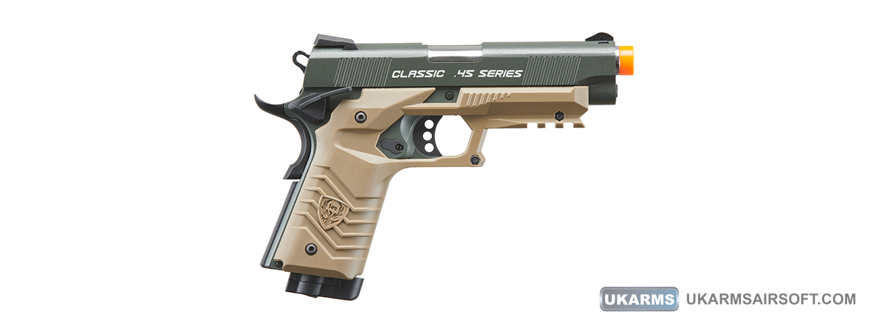 HFC Classic .45 Series Metal Co2 Gas Blowback Airsoft Pistol (Color: Black & Dark Earth)