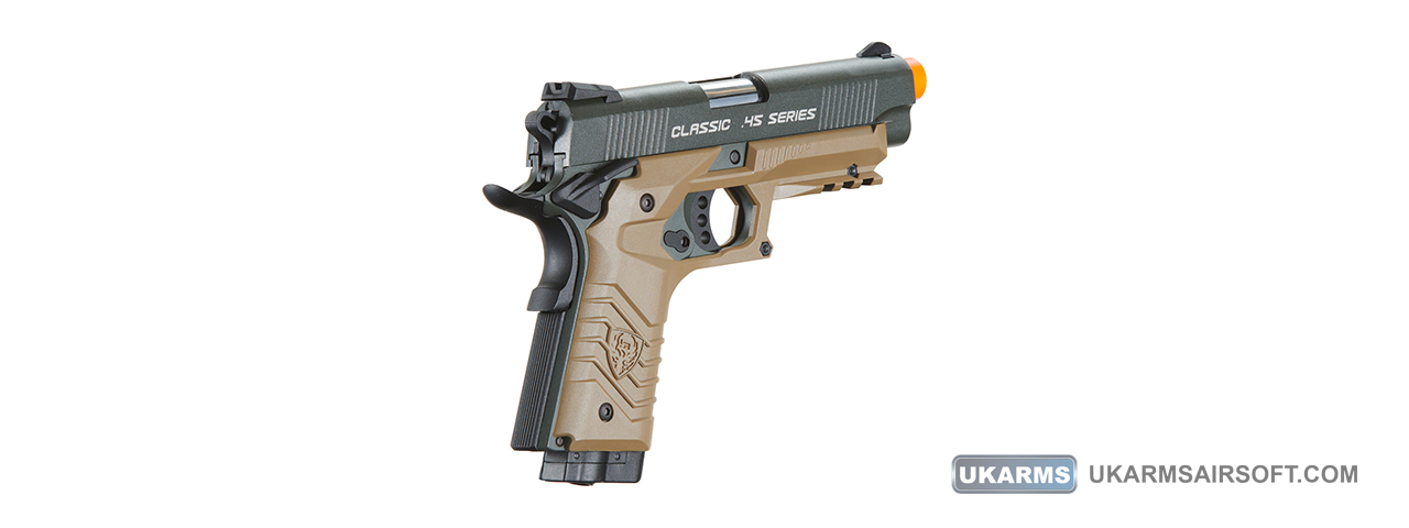 HFC Classic .45 Series Metal Co2 Gas Blowback Airsoft Pistol (Color: Black & Dark Earth)