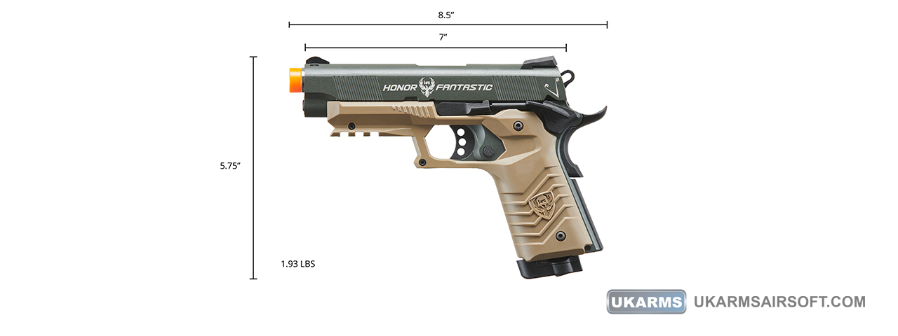 HFC Classic .45 Series Metal Co2 Gas Blowback Airsoft Pistol (Color: Black & Dark Earth)