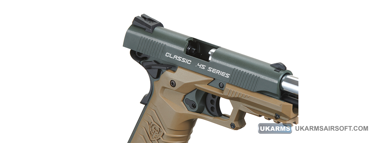 HFC Classic .45 Series Metal Co2 Gas Blowback Airsoft Pistol (Color: Black & Dark Earth)