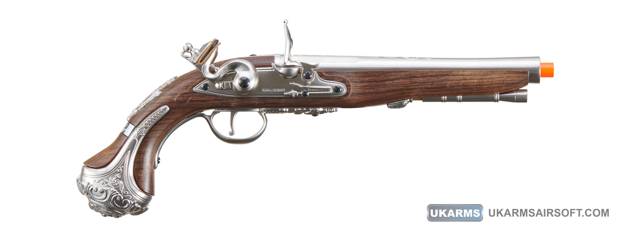HFC George Washington Flintlock Airsoft Co2 Powered Pistol (Color: Silver)
