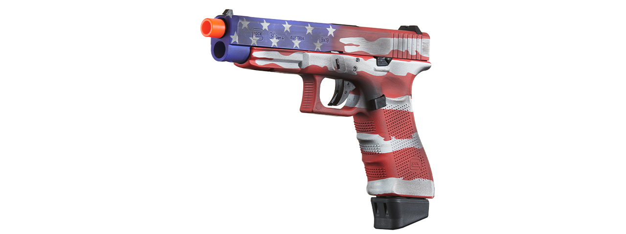 Elite Force Fully Licensed Deluxe Glock 34 Gen 4 CO2 GBB Airsoft Pistol (Cerakote Color: Old Glory) - Click Image to Close