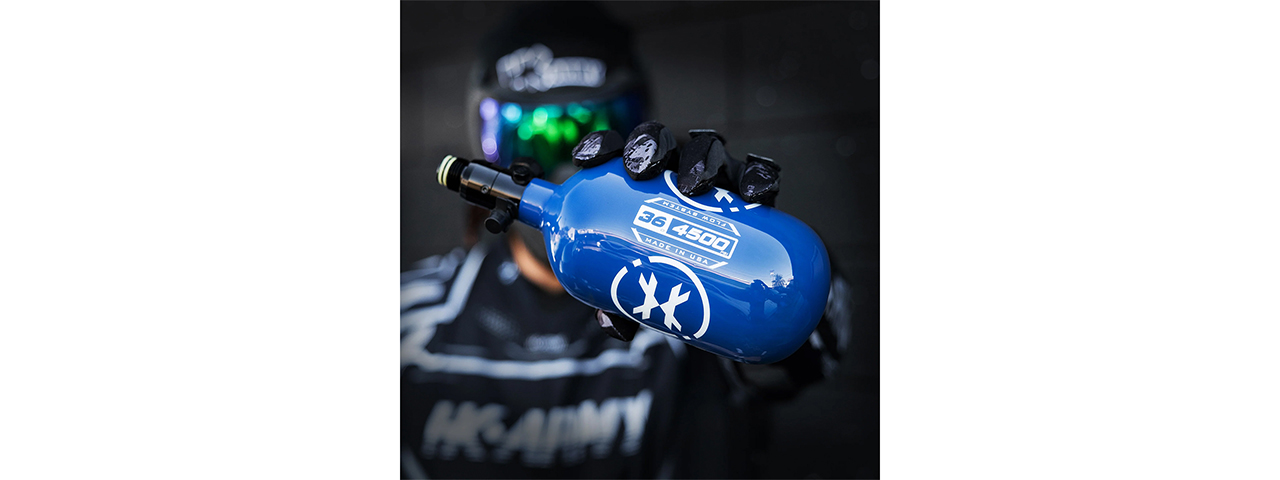 HK Army 36ci/4500 PSI Extra Lite Carbon Fiber Tank w/ Standard Re - Icon Blue - Click Image to Close