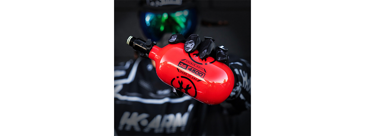 HK Army 36ci/4500 PSI Extra Lite Carbon Fiber Tank w/ Standard Re - Icon Red - Click Image to Close