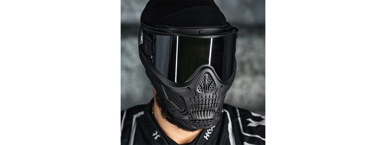 HK Army HSTL Skull Goggle "Punisher" - Black w/ Smoke Lens - Click Image to Close