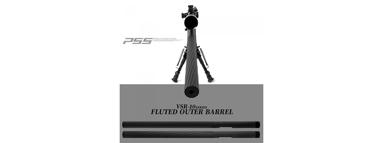 Laylax Fluted Outer Barrel for VSR-10 Series Snipers (Straight) - Click Image to Close