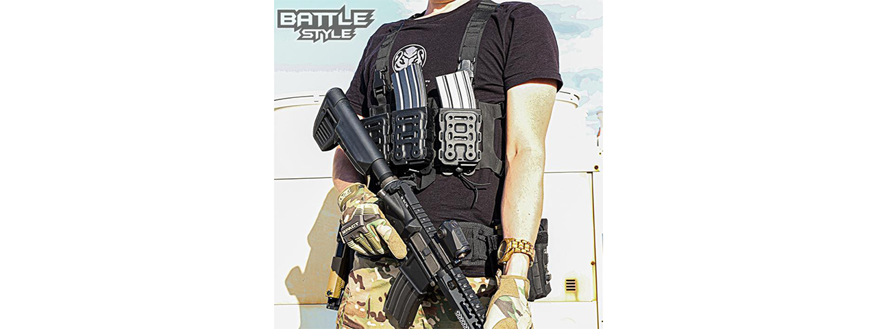 Laylax Compact Minimalist MOLLE Chest Rig (Tan) - Click Image to Close