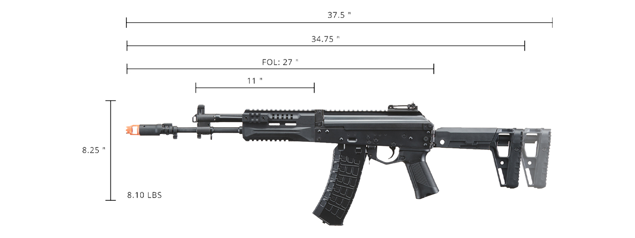 LCT LCK-19 AEG Rifle w/ Side-Folding Adjustable Stock - Click Image to Close