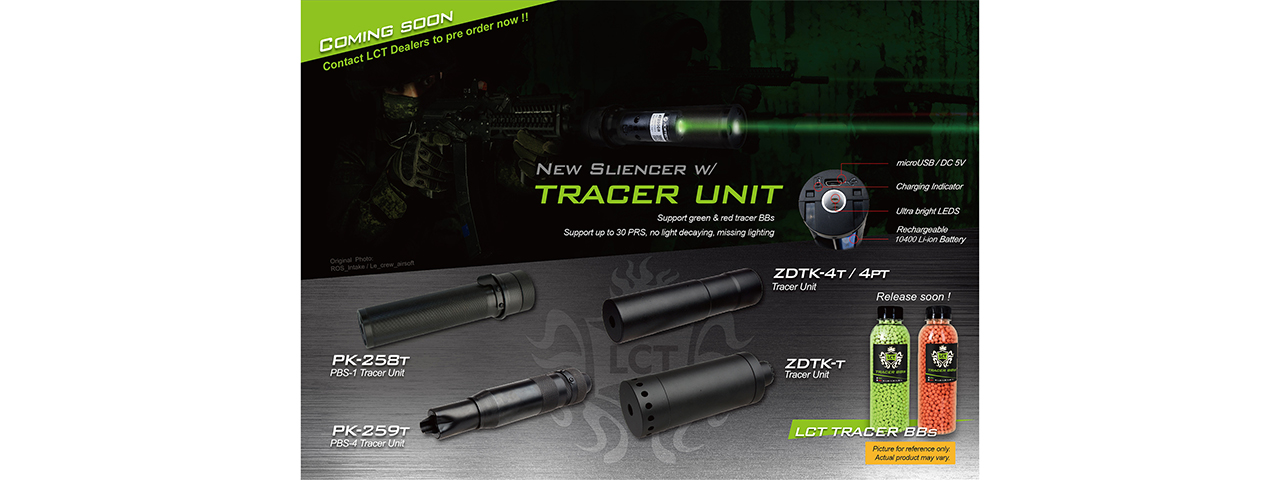 LCT Airsoft PBS-4 Silencer with Tracer Unit - Click Image to Close