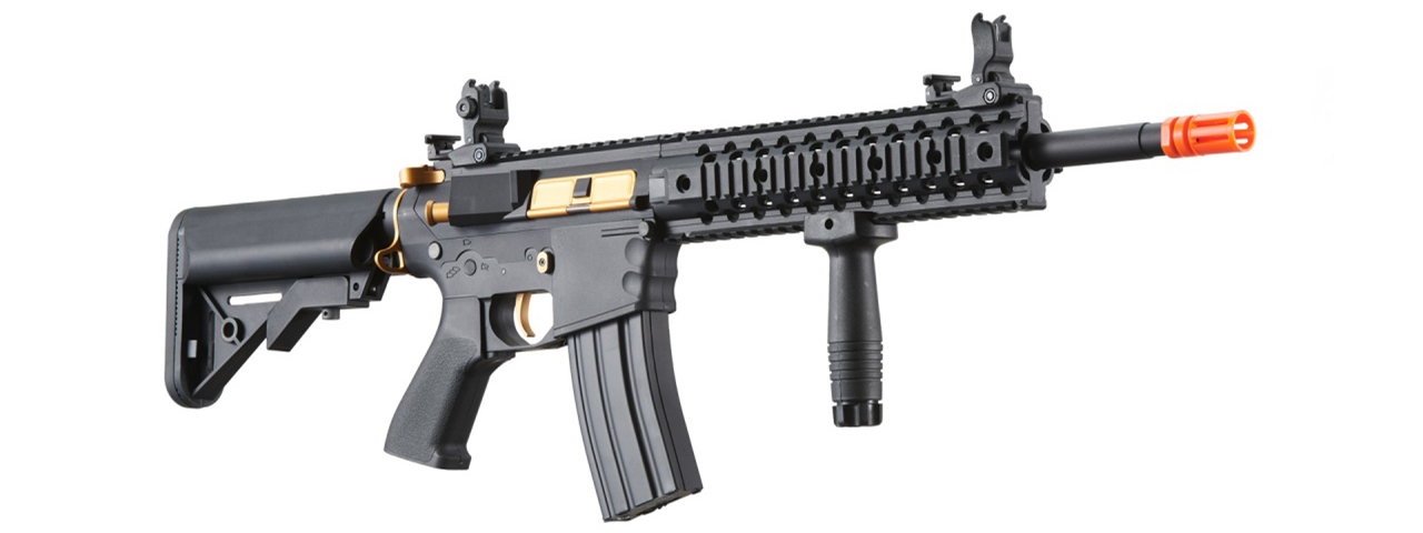 Lancer Tactical Gen 2 M4 Evo Airsoft AEG Rifle (Black & Gold)(No Battery and Charger) - Click Image to Close