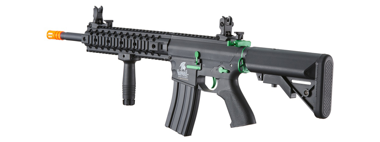 Lancer Tactical Gen 2 M4 Evo Airsoft AEG Rifle (Black & Green)(No Battery and Charger) - Click Image to Close