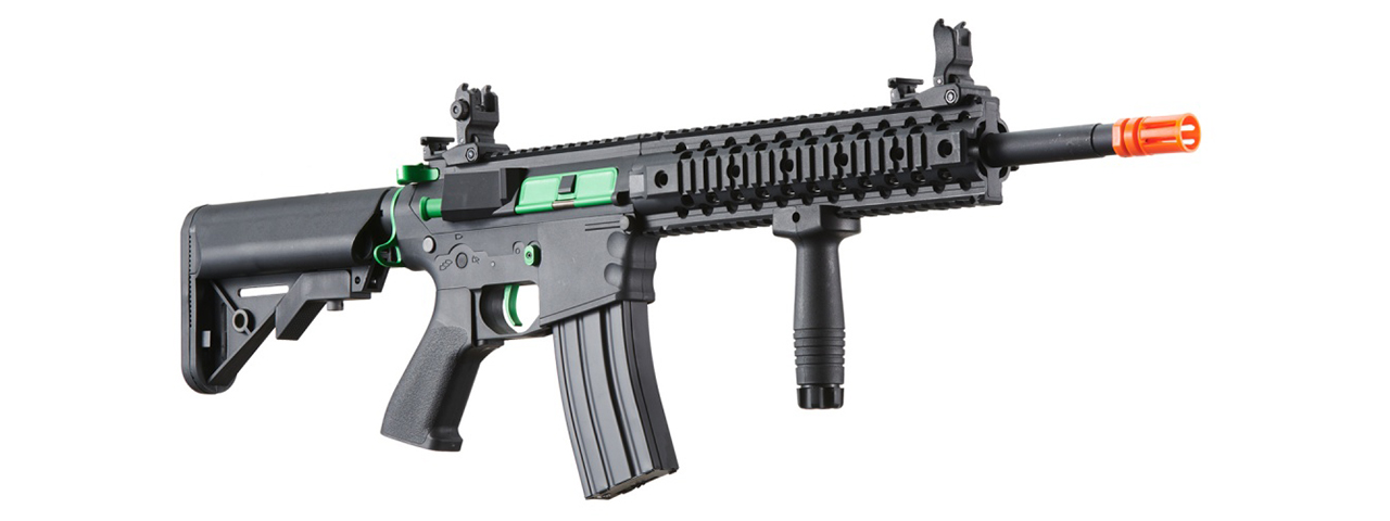 Lancer Tactical Gen 2 M4 Evo Airsoft AEG Rifle (Black & Green)(No Battery and Charger) - Click Image to Close