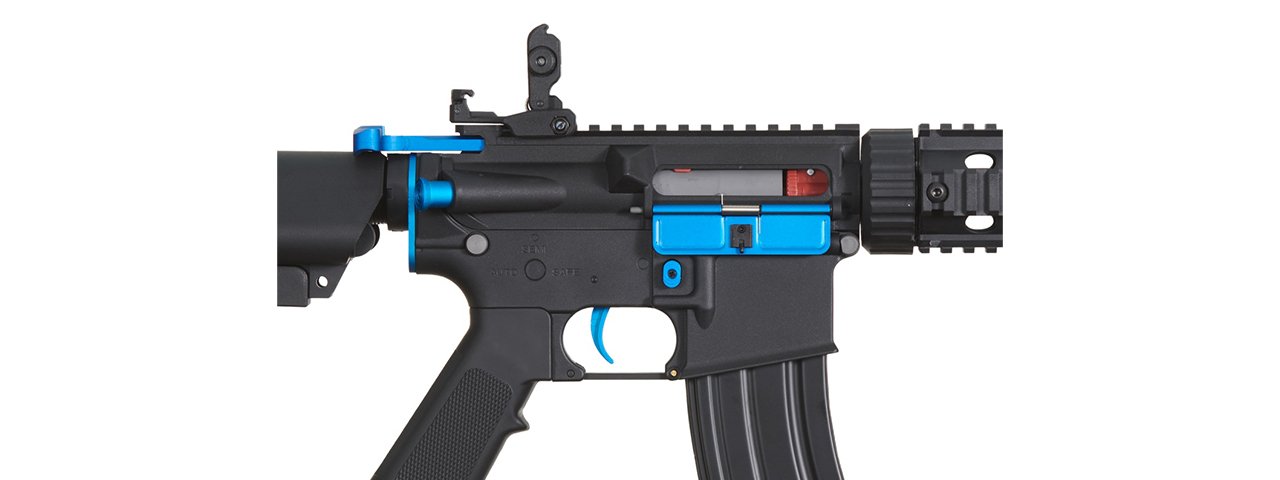 Lancer Tactical Gen 2 M4 SD Carbine Airsoft AEG Rifle with Mock Suppressor (Black / Blue)(No Battery and Charger) - Click Image to Close