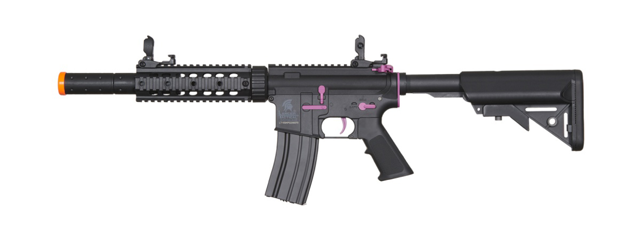 Lancer Tactical Gen 2 M4 SD Carbine Airsoft AEG Rifle with Mock Suppressor (Black / Purple)(No Battery and Charger) - Click Image to Close