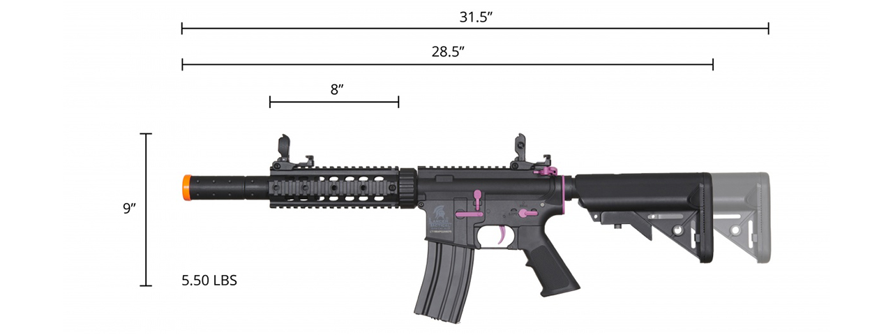 Lancer Tactical Gen 2 M4 SD Carbine Airsoft AEG Rifle with Mock Suppressor (Black / Purple)(No Battery and Charger) - Click Image to Close