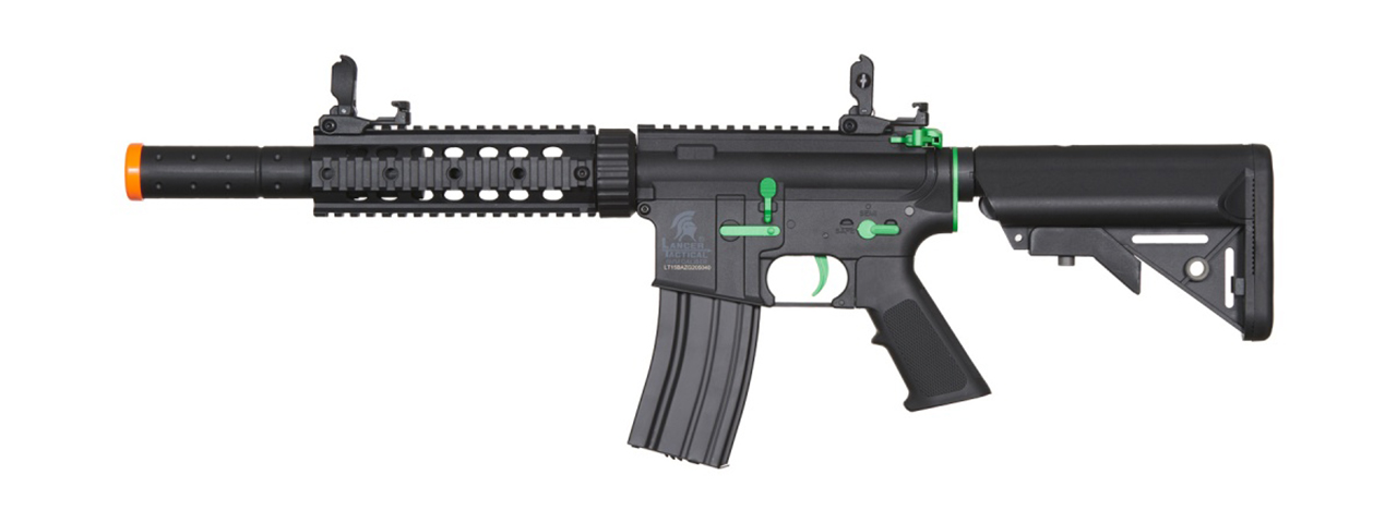 Lancer Tactical Gen 2 M4 SD Carbine Airsoft AEG Rifle with Mock Suppressor (Black / Green)(No Battery and Charger)