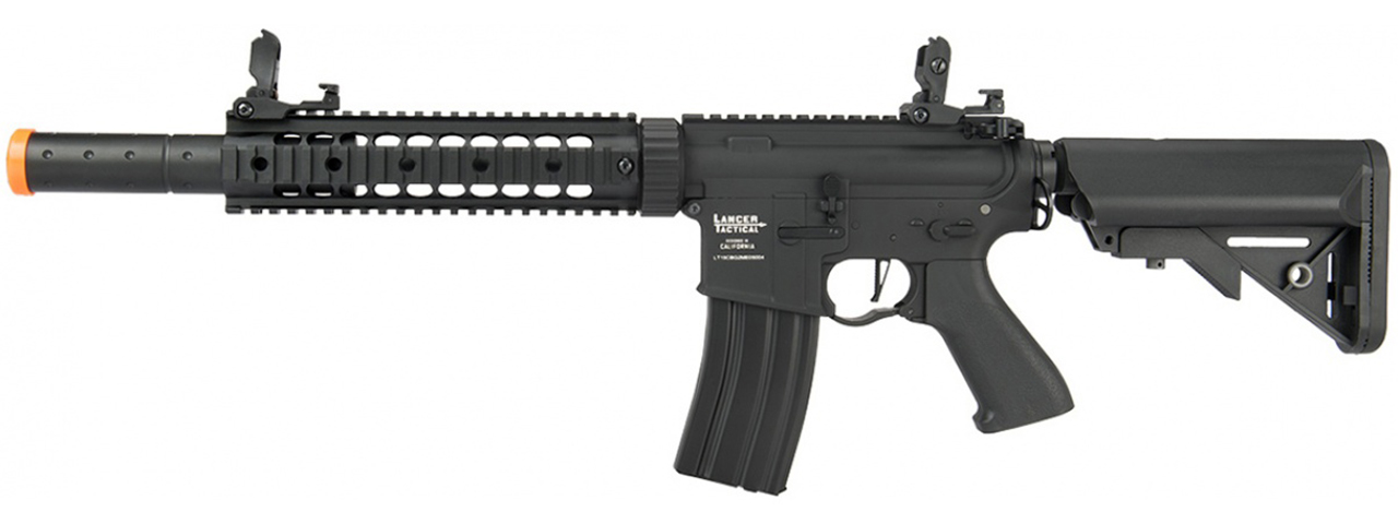 Lancer Tactical Low FPS Gen 2 10" M4 SD Carbine Airsoft AEG Rifle with Mock Suppressor (Black)(No Battery and Charger)