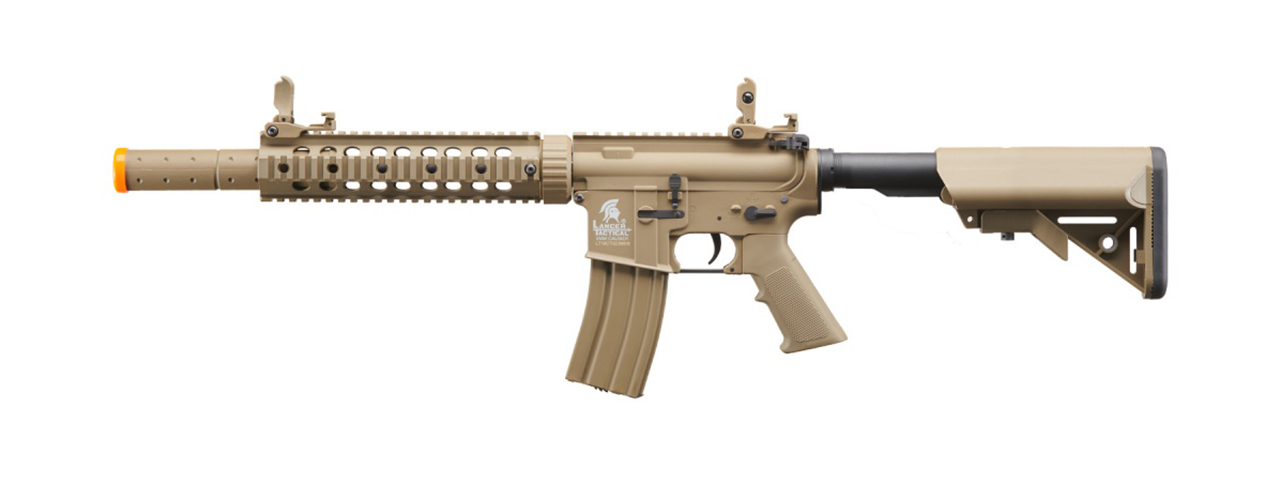 Lancer Tactical Gen 2 10" M4 SD Carbine Airsoft AEG Rifle with Mock Suppressor (Tan)(No Battery and Charger)