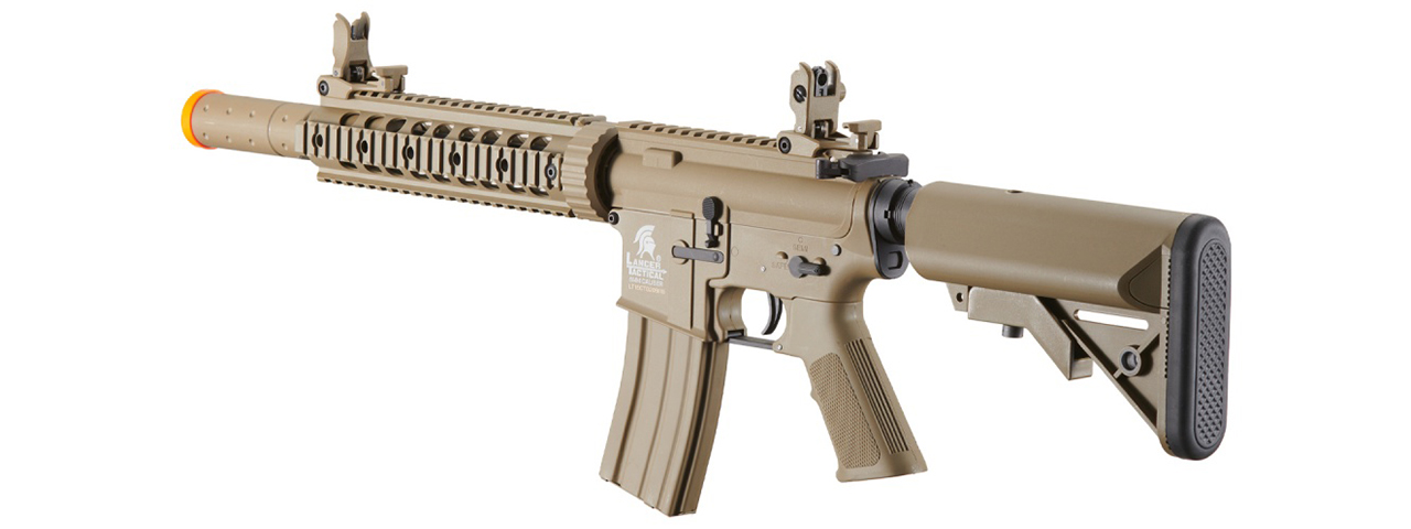 Lancer Tactical Gen 2 10" M4 SD Carbine Airsoft AEG Rifle with Mock Suppressor (Tan)(No Battery and Charger) - Click Image to Close