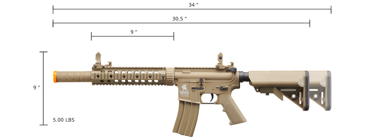 Lancer Tactical Gen 2 10" M4 SD Carbine Airsoft AEG Rifle with Mock Suppressor (Tan)(No Battery and Charger)