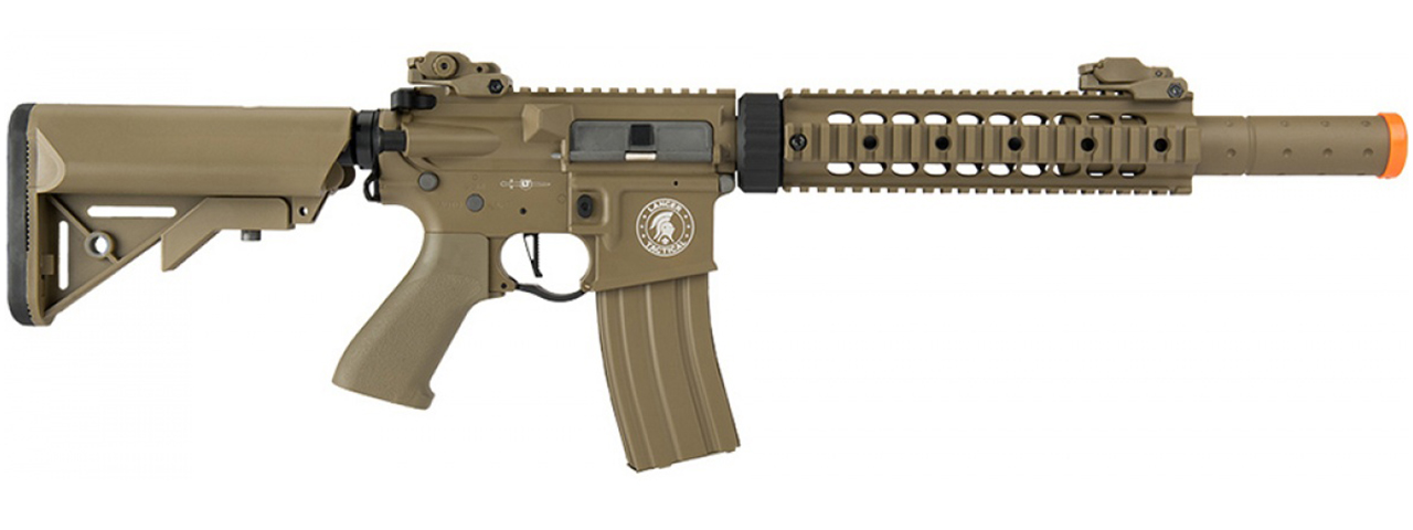 Lancer Tactical Low FPS Gen 2 10" M4 SD Carbine Airsoft AEG Rifle with Mock Suppressor (Tan)(No Battery and Charger)