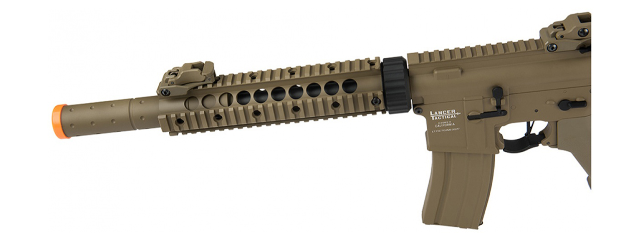Lancer Tactical Low FPS Gen 2 10" M4 SD Carbine Airsoft AEG Rifle with Mock Suppressor (Tan)(No Battery and Charger)