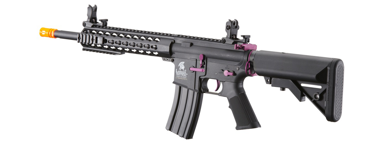 Lancer Tactical Gen 2 13.5" Keymod M4 Carbine Airsoft AEG Rifle (Black / Purple)(No Battery and Charger) - Click Image to Close