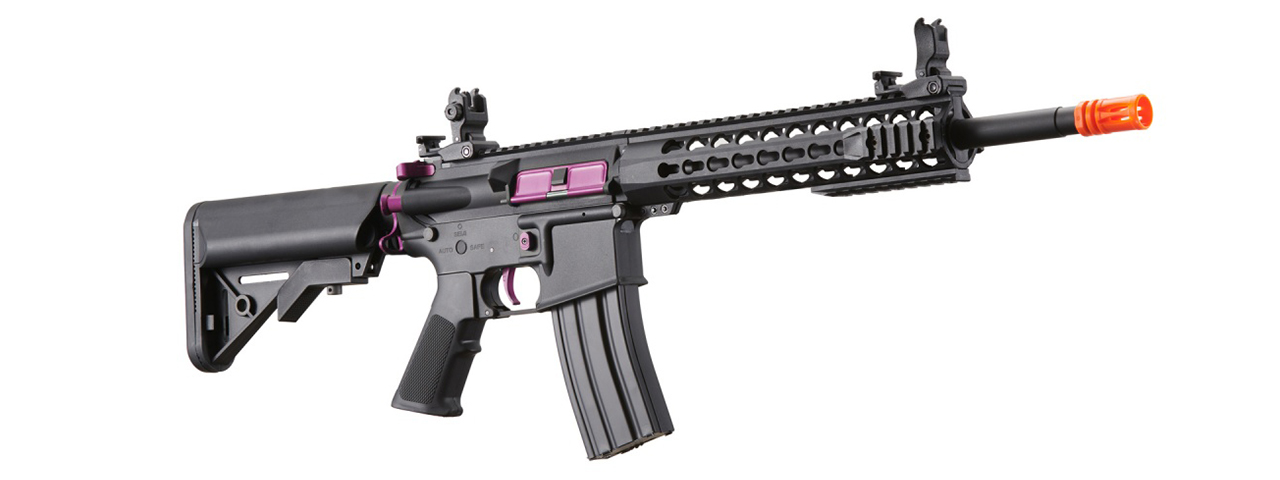 Lancer Tactical Gen 2 13.5" Keymod M4 Carbine Airsoft AEG Rifle (Black / Purple)(No Battery and Charger) - Click Image to Close